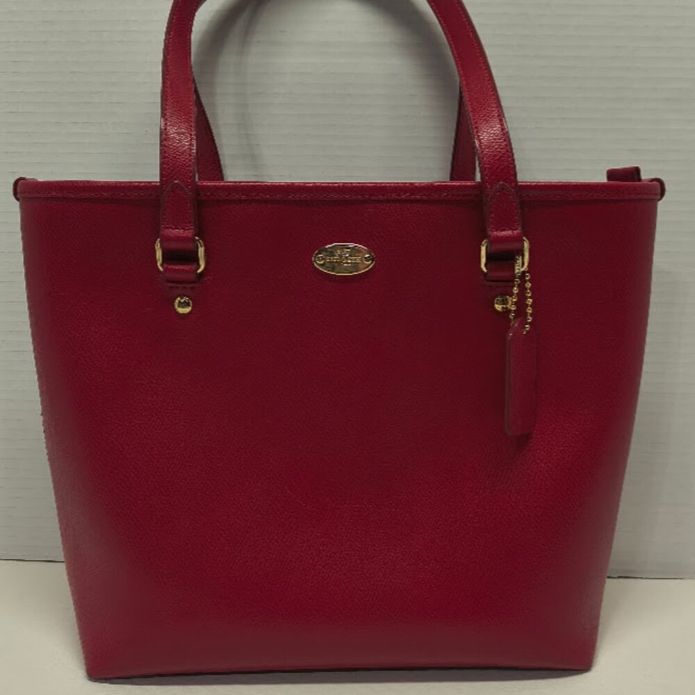 Coach Red Leather Tote with Gold Hardware